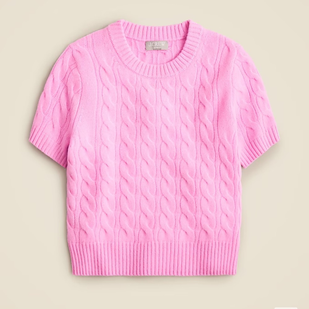 J.Crew Cashmere Short Sleeve Cable Crewneck